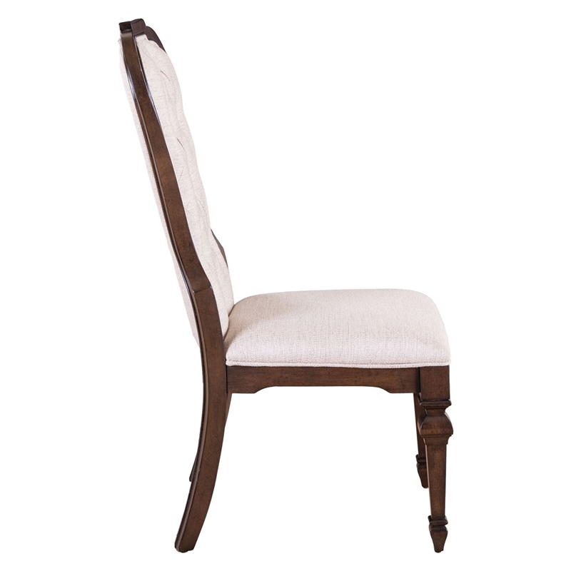 Pemberly Row Upholstered Side Dining Chair Set of 2 in Chateau Brown Hickory