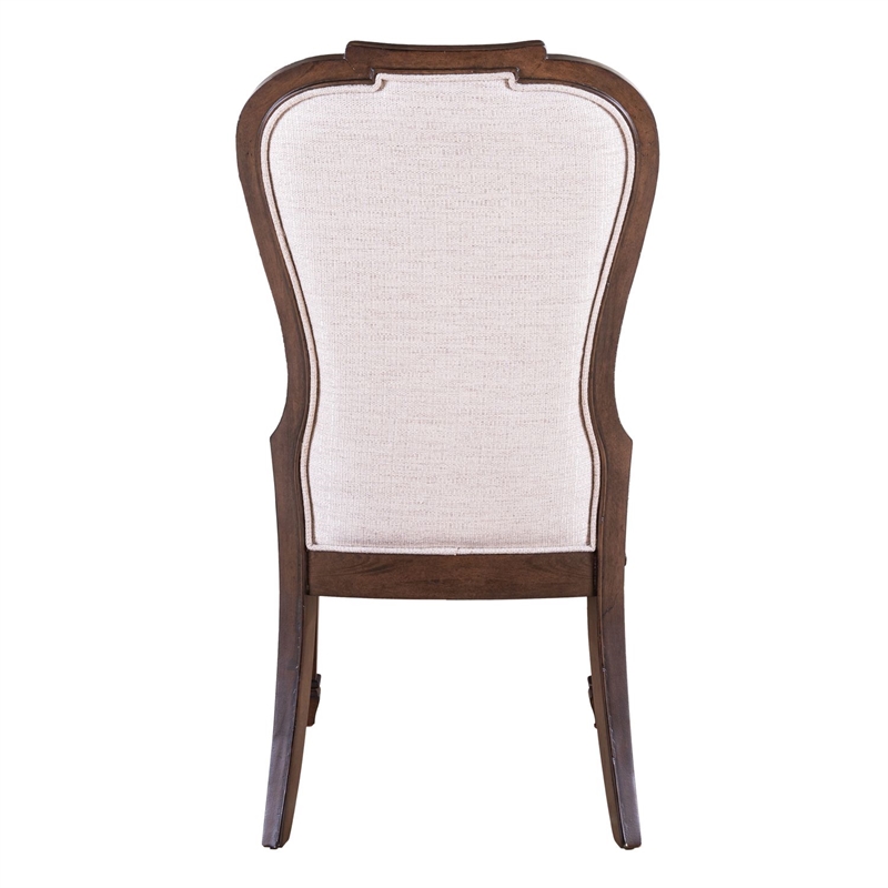 Pemberly Row Upholstered Side Dining Chair Set of 2 in Chateau Brown Hickory