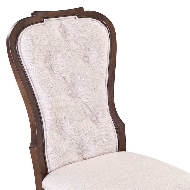 Pemberly Row Upholstered Side Dining Chair Set of 2 in Chateau Brown Hickory