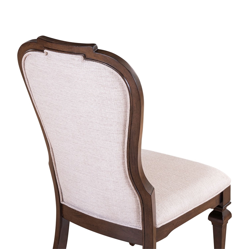 Pemberly Row Upholstered Side Dining Chair Set of 2 in Chateau Brown Hickory
