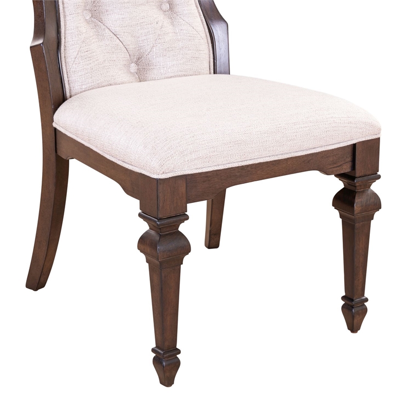 Pemberly Row Upholstered Side Dining Chair Set of 2 in Chateau Brown Hickory