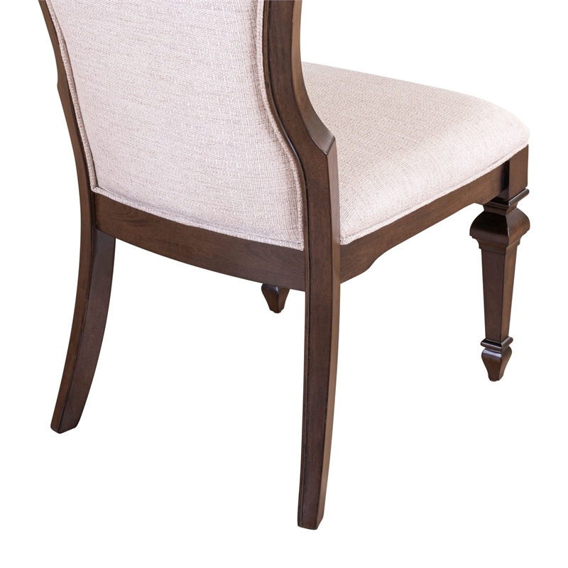 Pemberly Row Upholstered Side Dining Chair Set of 2 in Chateau Brown Hickory