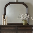 Pemberly Row Curved Bedroom Mirror with Beveled Edge in Chateau Brown Hickory