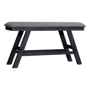 Pemberly Row Counter Height Bench with Trestle Base and Center Shelf in Gray