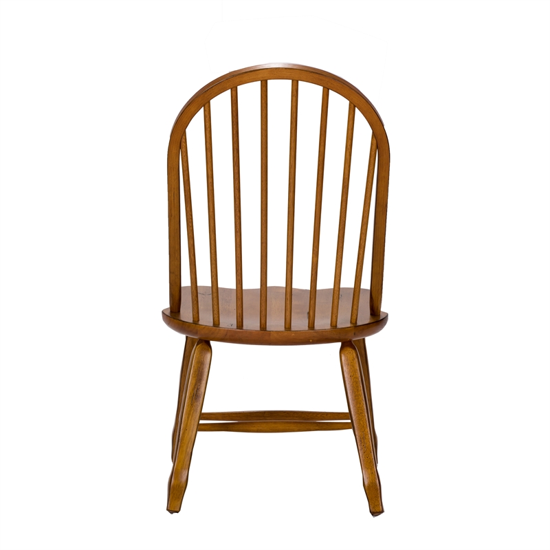Pemberly Row 5 Piece Leg Table Dining Set with Bow Back Chairs in Rustic Oak