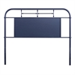 Pemberly Row Queen Vintage Metal Headboard with Turned Spindles in Navy