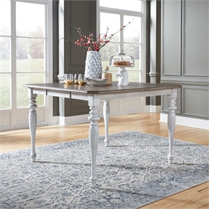 Pemberly Row Gathering Table with Removable Leaf in Antique White and Pine