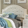 Pemberly Row Twin Panel Headboard with Crystal Tufted White Vinyl Upholstery