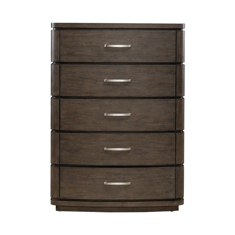 Pemberly Row King 4 Piece Bedroom Set with LED Headboard in Satin Espresso