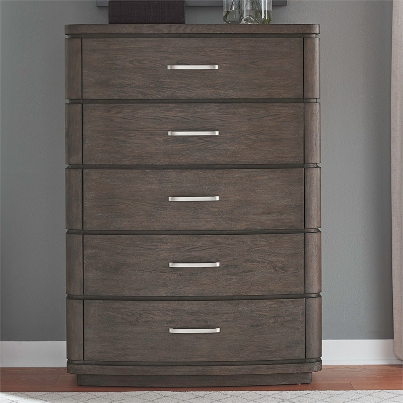 Pemberly Row King 4 Piece Bedroom Set with LED Headboard in Satin Espresso