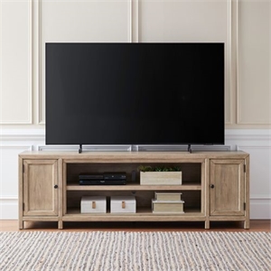 Pemberly Row 82 Inch Fireplace Ready TV Console with Storage in Barley Buff