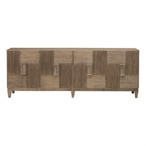 Pemberly Row 82 Inch TV Console with Reeded Doors in Burnished Beige Finish