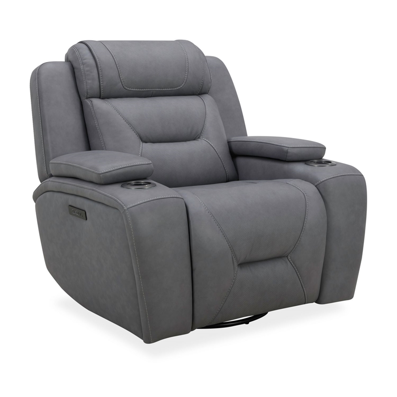 Pemberly Row Zero Gravity Sofa and Recliner with Bluetooth Speakers in Gray