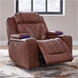 Pemberly Row Zero Gravity Sofa Loveseat and Recliner with Bluetooth in Brown