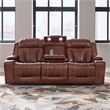 Pemberly Row Zero Gravity Sofa Loveseat and Recliner with Bluetooth in Brown