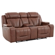 Pemberly Row Zero Gravity Sofa Loveseat and Recliner with Bluetooth in Brown