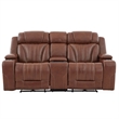 Pemberly Row Zero Gravity Sofa Loveseat and Recliner with Bluetooth in Brown