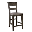 Pemberly Row Splat Back Counter Chair Set of 2 with Linen Seat in Dark Chestnut