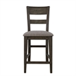 Pemberly Row Splat Back Counter Chair Set of 2 with Linen Seat in Dark Chestnut