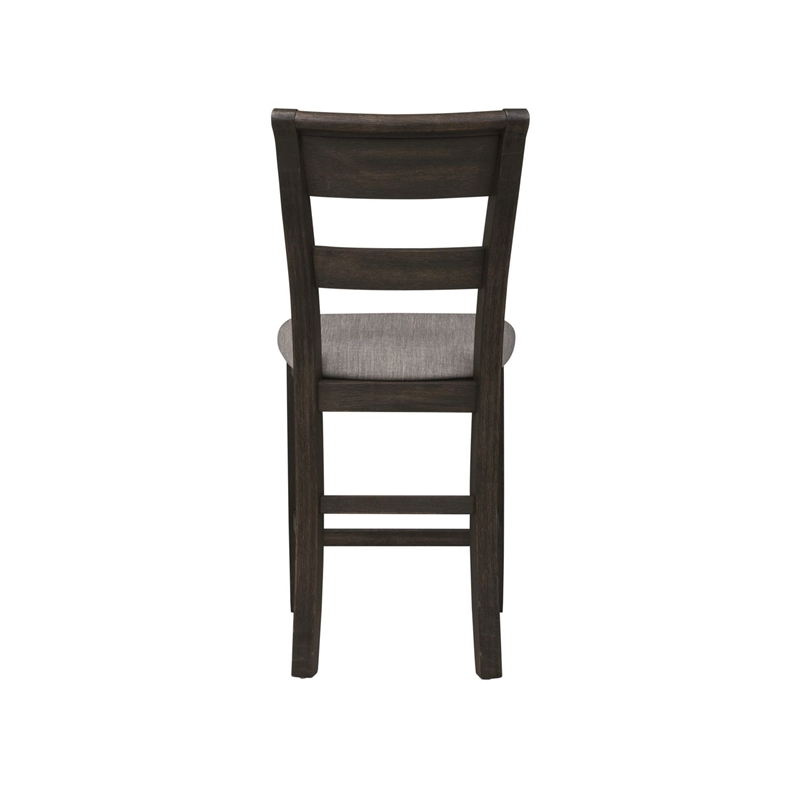 Pemberly Row Splat Back Counter Chair Set of 2 with Linen Seat in Dark Chestnut