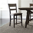Pemberly Row Splat Back Counter Chair Set of 2 with Linen Seat in Dark Chestnut