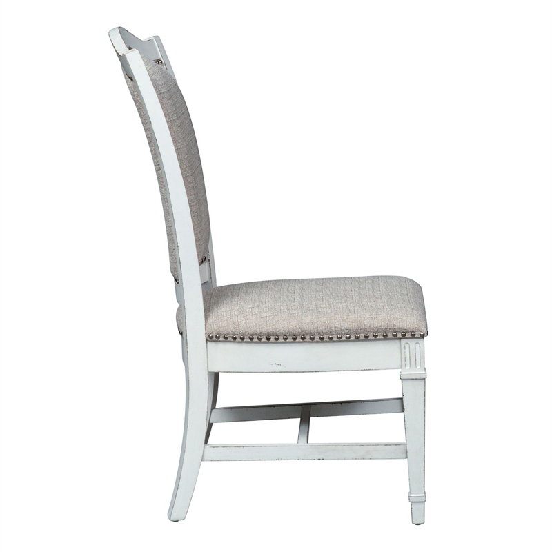 Pemberly Row 7 Piece Trestle Dining Set with Hostess Chairs in Antique White