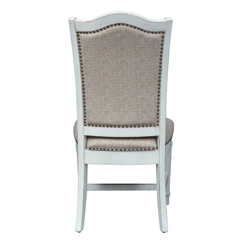 Pemberly Row 7 Piece Trestle Dining Set with Hostess Chairs in Antique White