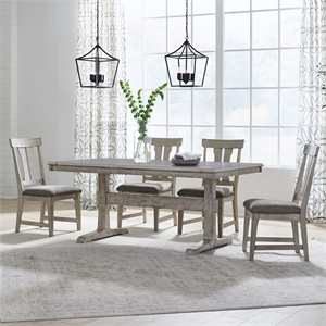 Pemberly Row 5 Piece Counter Height Dining Set with Bookcase Table in White