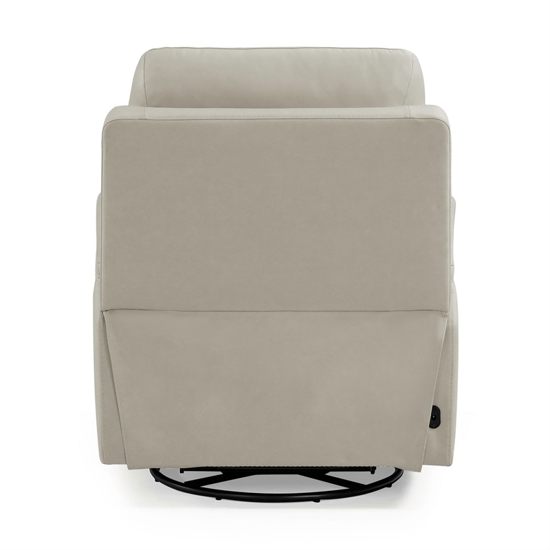 Pemberly Row Triple Power Swivel Glide Recliner with Charging in Gray Fabric
