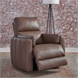 Pemberly Row Triple Power Swivel Glide Recliner with Cushion Arms in Brown