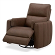 Pemberly Row Triple Power Swivel Glide Recliner with Cushion Arms in Brown