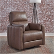 Pemberly Row Triple Power Swivel Glide Recliner with Cushion Arms in Brown