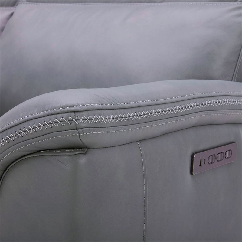 Pemberly Row Triple Power Reclining Sofa Loveseat and Recliner in Blue Gray