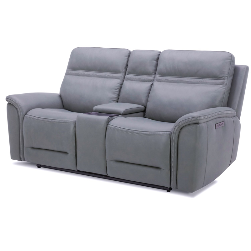 Pemberly Row Triple Power Reclining Sofa Loveseat and Recliner in Blue Gray