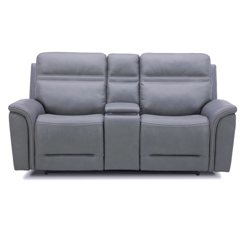 Pemberly Row Triple Power Reclining Sofa Loveseat and Recliner in Blue Gray