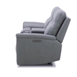 Pemberly Row Triple Power Reclining Sofa Loveseat and Recliner in Blue Gray
