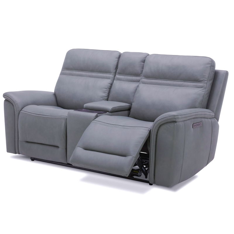 Pemberly Row Triple Power Reclining Sofa Loveseat and Recliner in Blue Gray