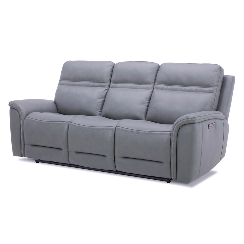 Pemberly Row Triple Power Reclining Sofa Loveseat and Recliner in Blue Gray