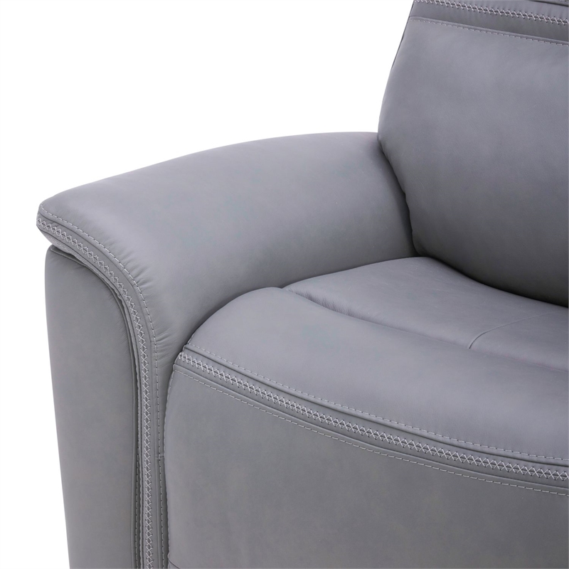 Pemberly Row Triple Power Reclining Sofa Loveseat and Recliner in Blue Gray