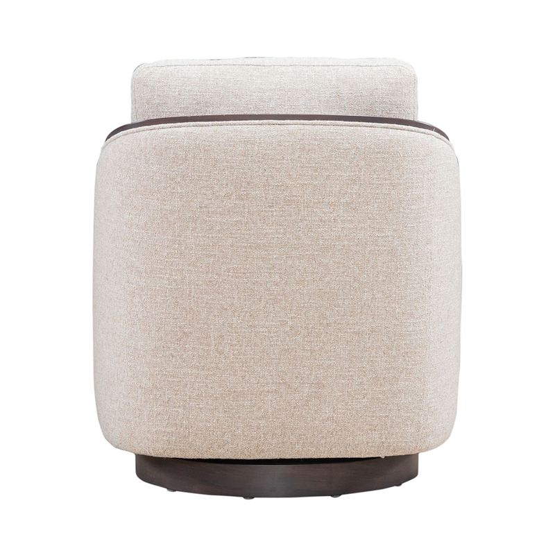 Pemberly Row Upholstered Swivel Accent Chair with Removable Cushion in Brown