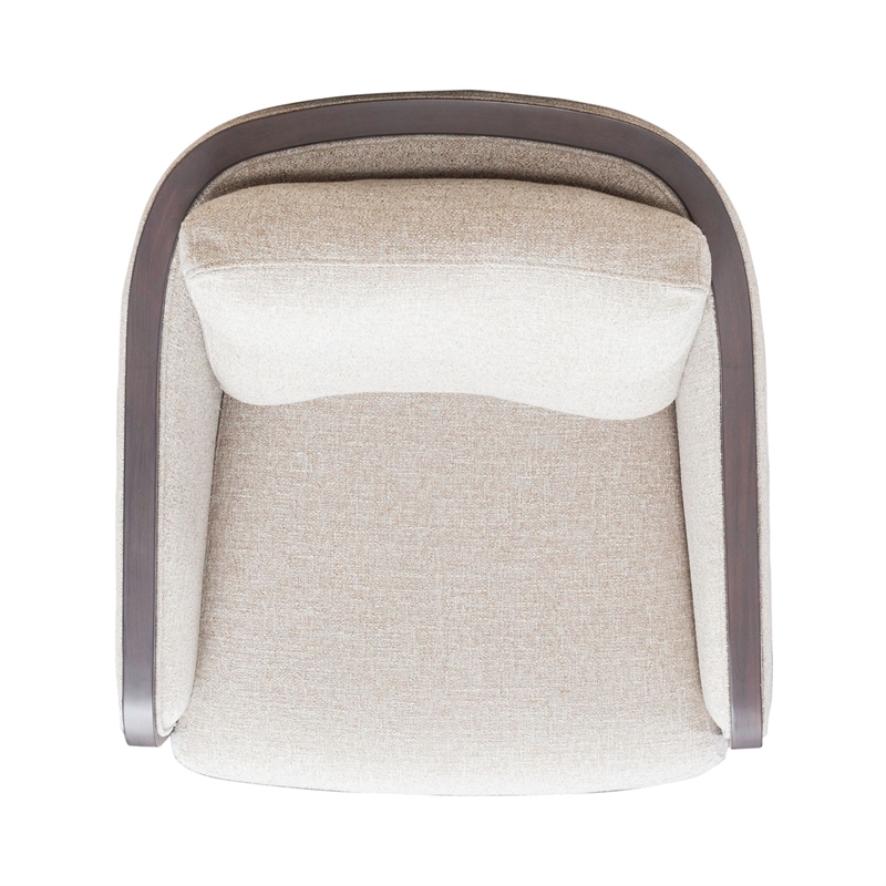 Pemberly Row Upholstered Swivel Accent Chair with Removable Cushion in Brown