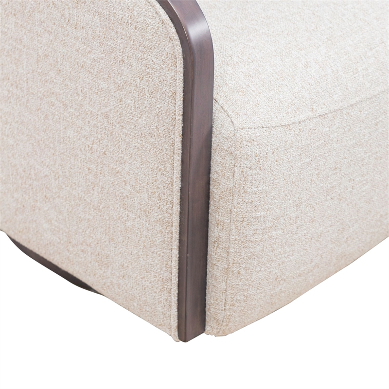 Pemberly Row Upholstered Swivel Accent Chair with Removable Cushion in Brown