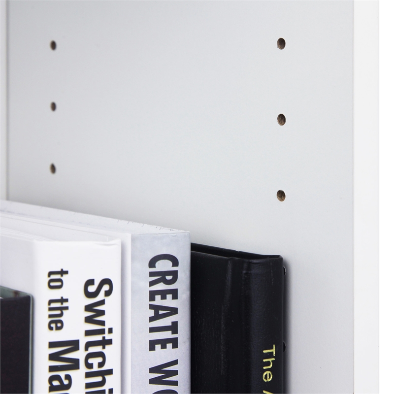 Pemberly Row Set of 2 Five Tier Bookshelf with Adjustable Shelf in White