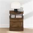 Pemberly Row Nightstand with Open Shelf and Door Cabinet in Columbia Walnut