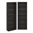 Pemberly Row Set of 2 Six Tier Bookshelf with Open Shelves in Espresso Finish