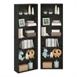 Pemberly Row Set of 2 Six Tier Bookshelf with Open Shelves in Espresso Finish