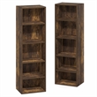 Pemberly Row 10 Tier Bookshelf with Open Shelves for Books in Amber Pine Finish