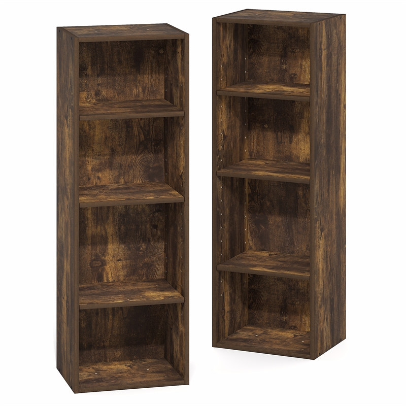 Pemberly Row 8 Tier Bookshelf with Open Shelves for Books and Decor in Amber