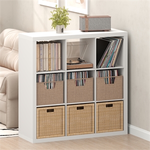 Pemberly Row Extra Thick Frame 9 Cube Media Storage Organizer in White