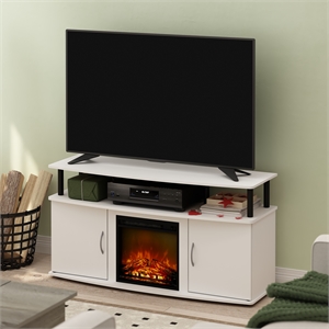 Pemberly Row Fireplace TV Stand for TV up to 55&quot in Plain White